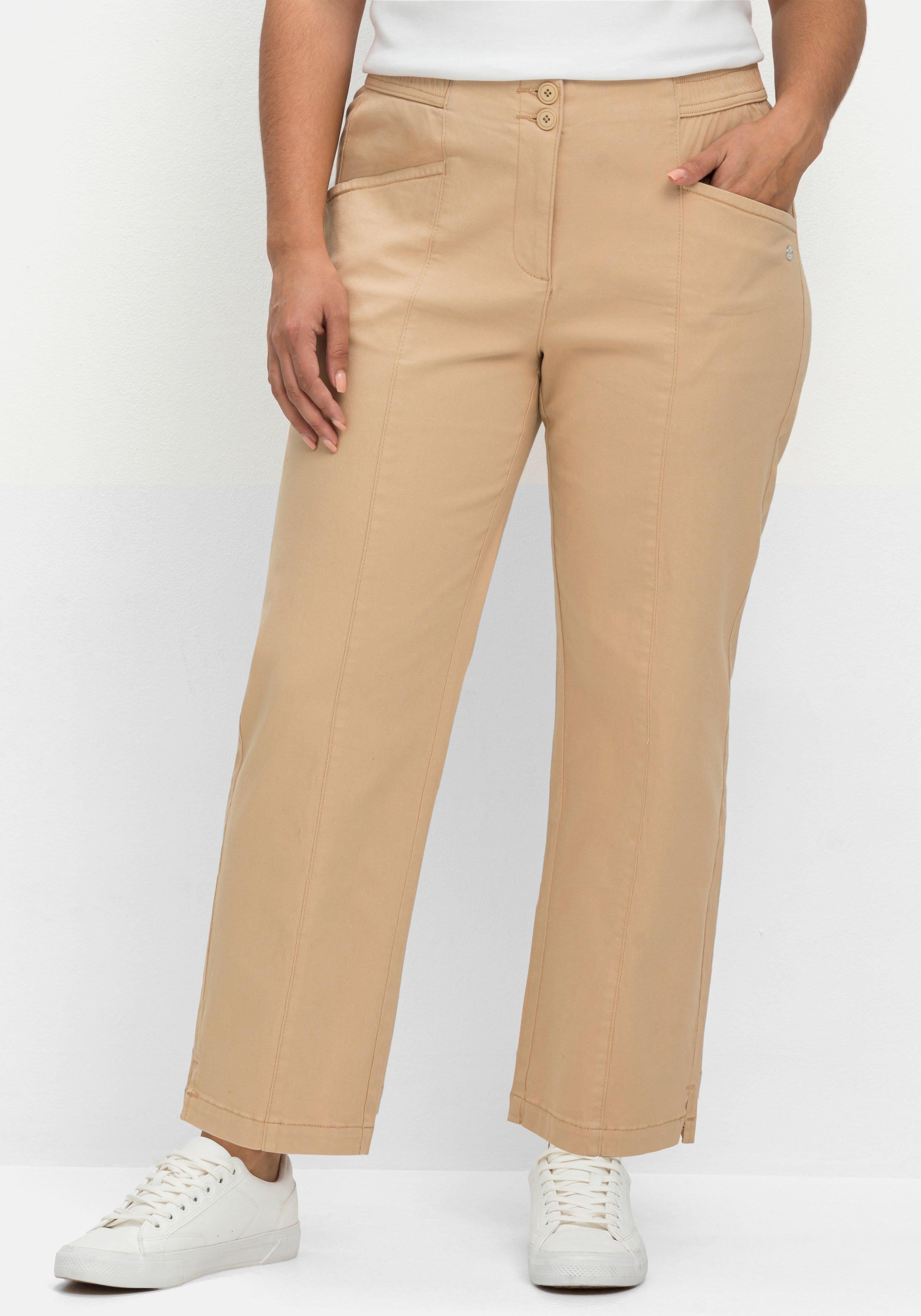Gerade Twillhose in Curvy-Schnitt PIA, mit Biesen vorn
