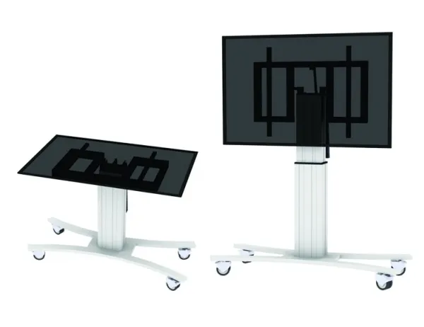 Neomounts PLASMA-M2500T - Vogn med hjul - motoriseret - for fladt panel/AV-udstyr - sølv, RAL 9006, hvid aluminium - skærmstørrelse: 42