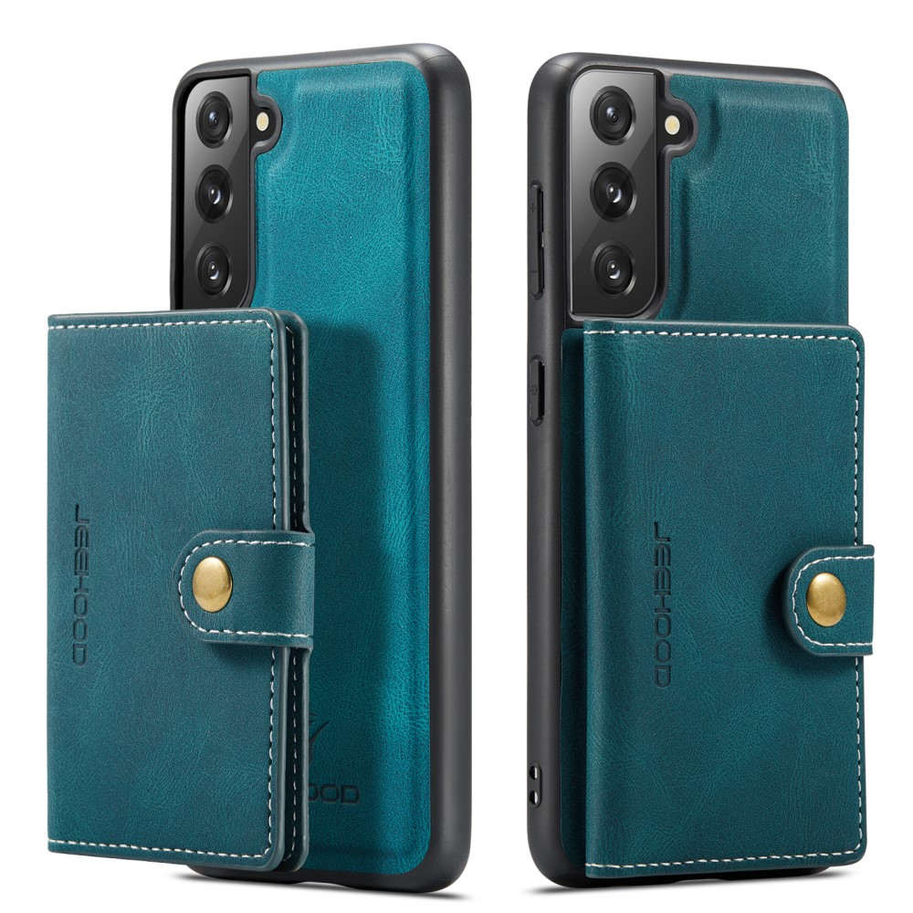 2in1 Samsung Galaxy S21 FE 5G Leder Hülle Wallet   Magnetisches Kreditkartenfach  - Grün