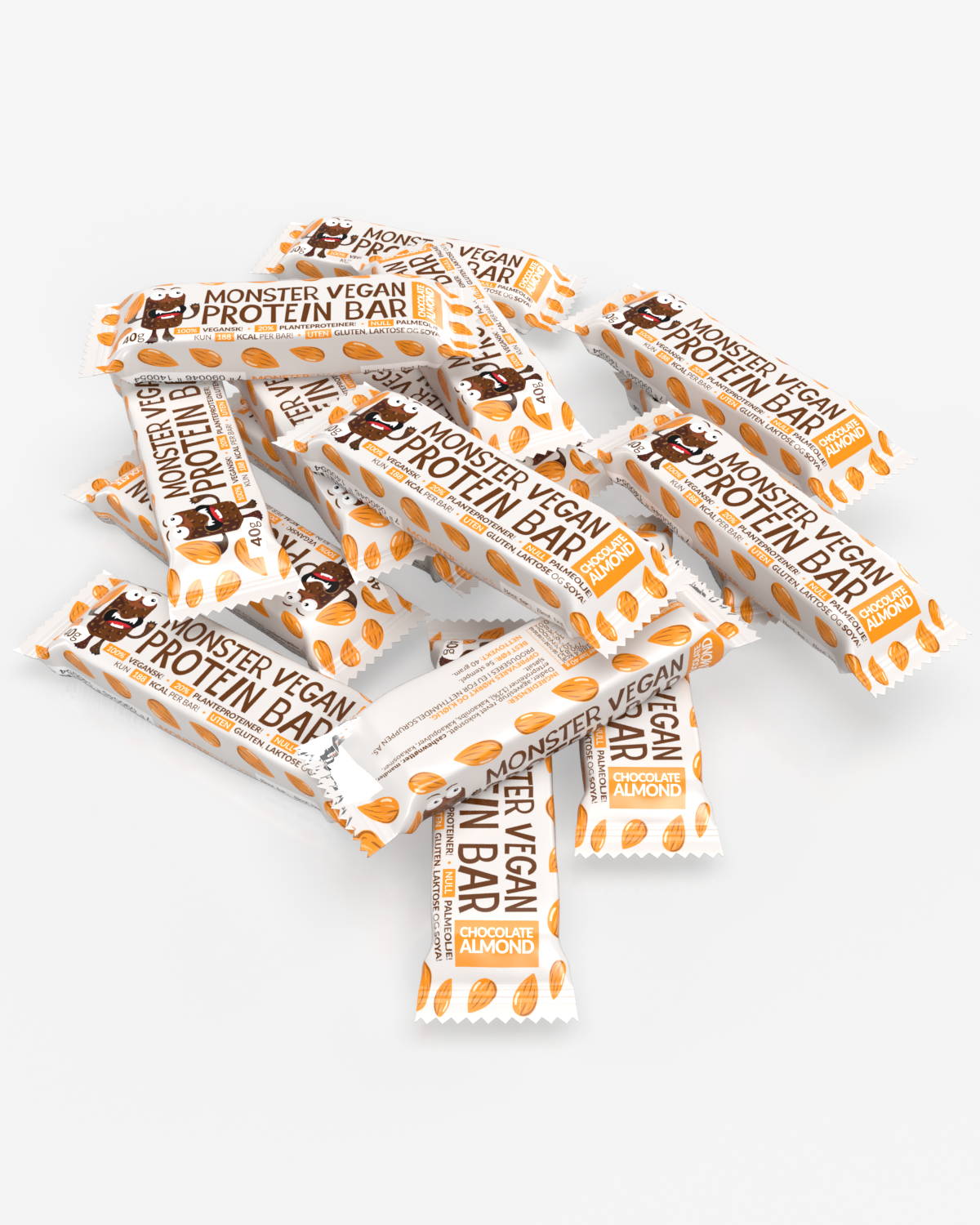 Monster Vegan Raw Protein Bar - Chocolate Almond 16x40