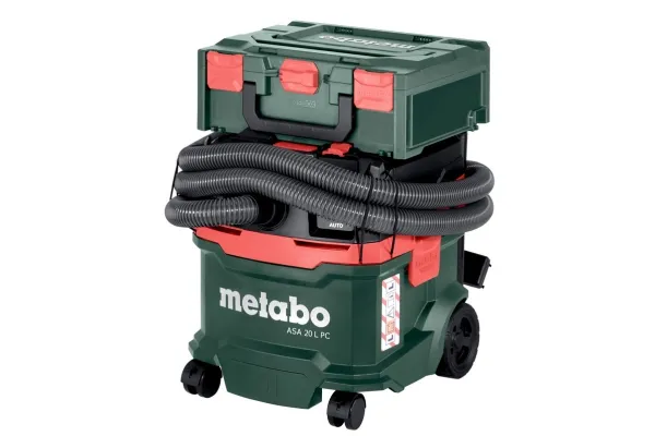 Metabo ASA 20 L PC, 1200 W, Beholder vakuum, Tør&våd, 20 L, 78 dB, Sort, Grøn, Rød