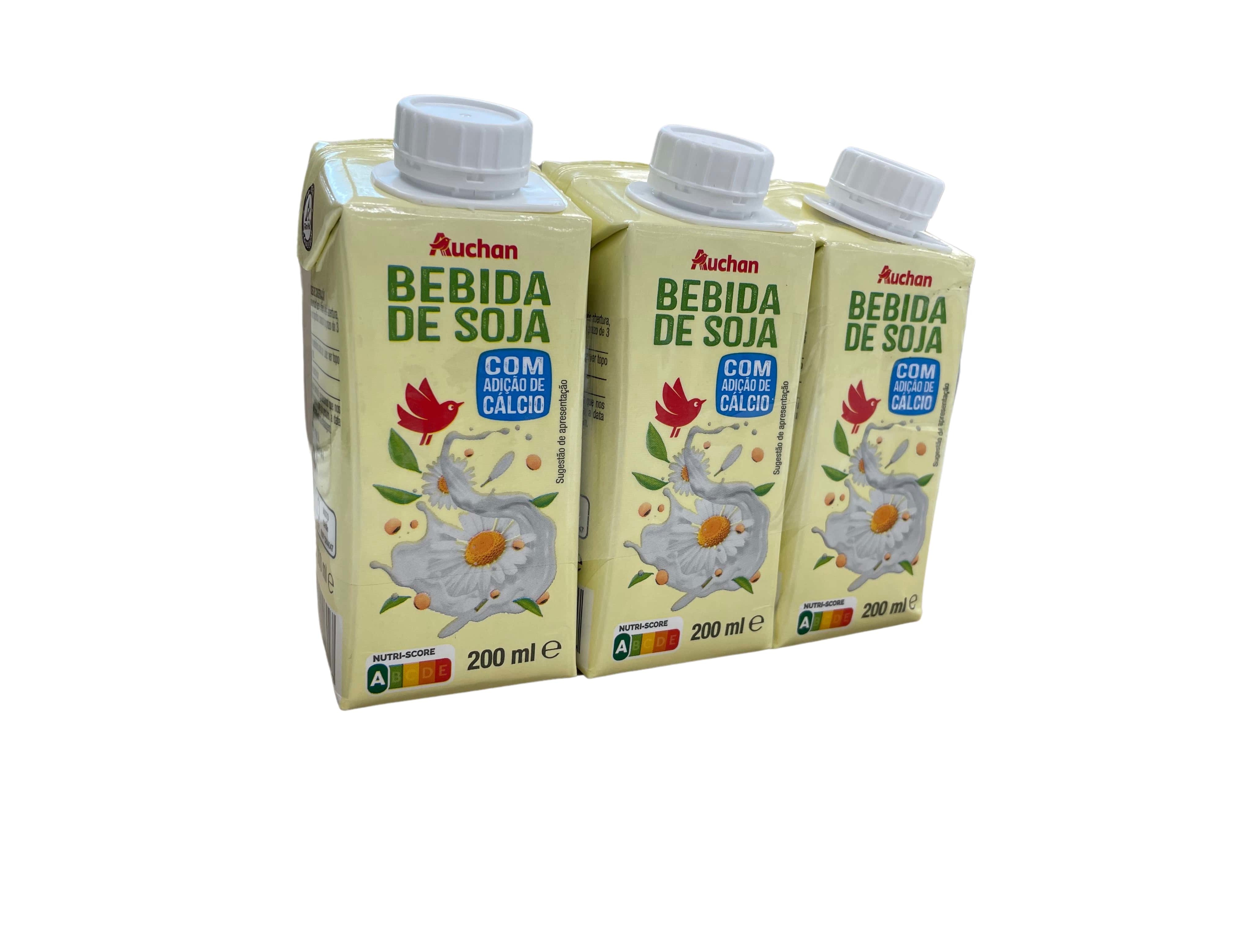 BEBIDA AUCHAN SOJA NATURAL COM CÁLCIO 3X200ML
