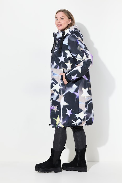 Funktions-Jacke, oversized, Teddyfutter, Kapuze, 2-Wege-Zipper