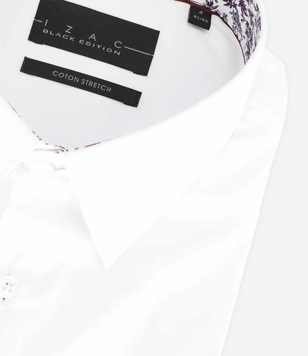 Chemise slim unie blanche et bordeaux PENY