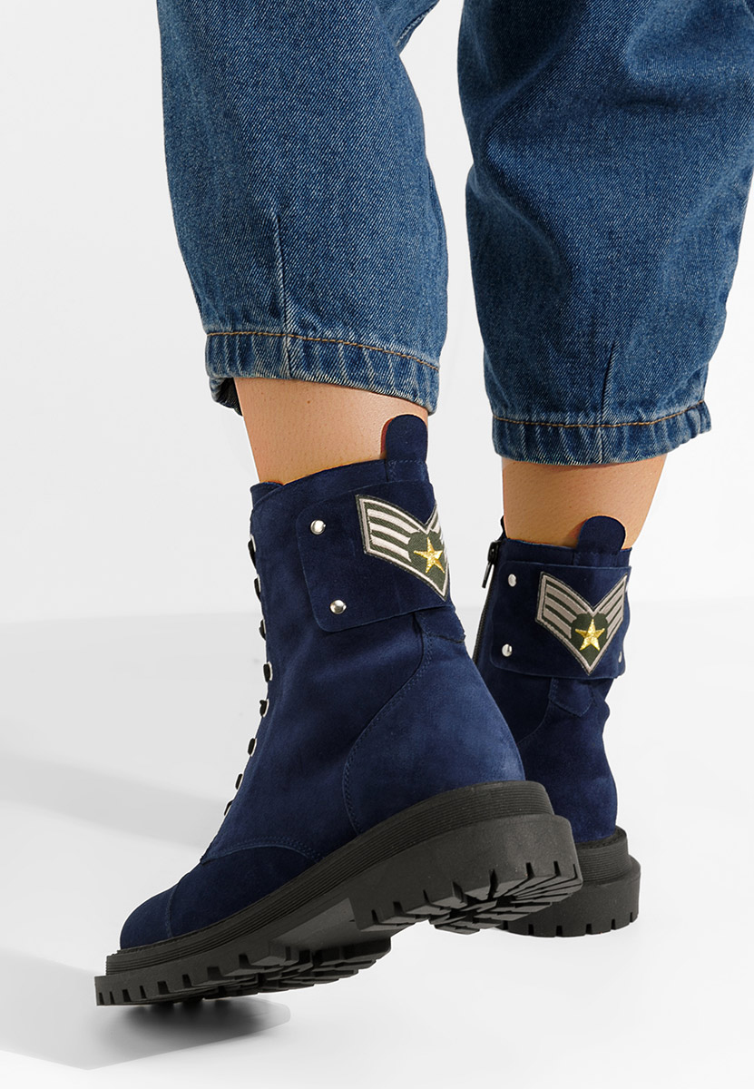 Bottines à lacets femme en cuir marine Navara V2