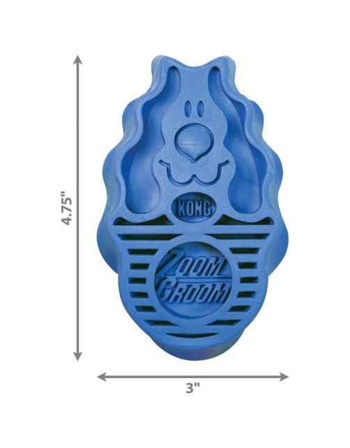Kong Borstel Rubber Zoomgroom - Hondenvachtborstel - Blauw per stuk Large