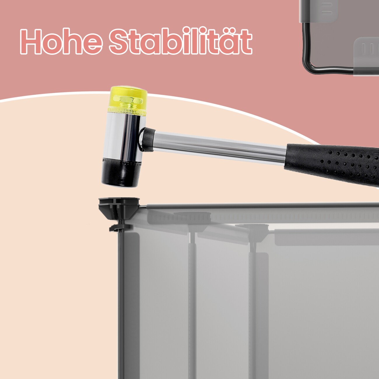 SONGMICS L-XL Freigehege mit Bodenplatten grau 1,25 m, 63 cm, 42 cm