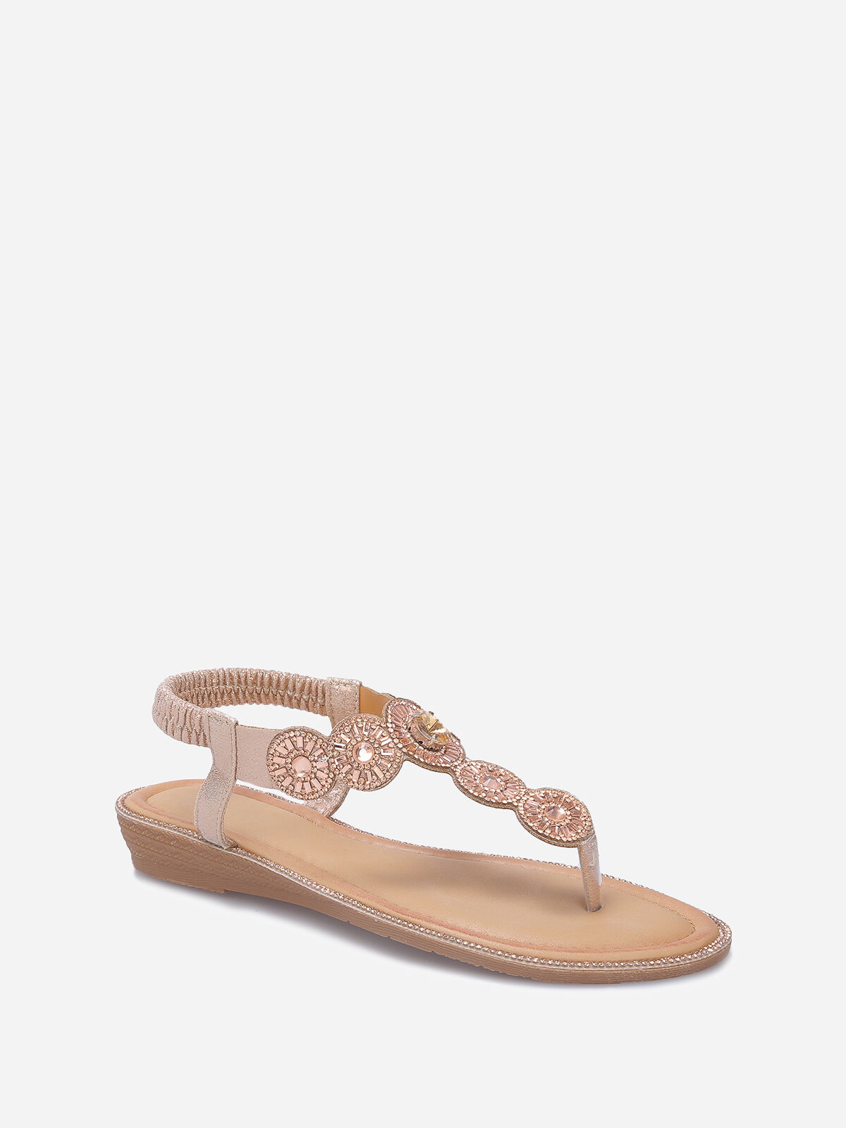 Nu-pieds pailletés à strass- Doré rose