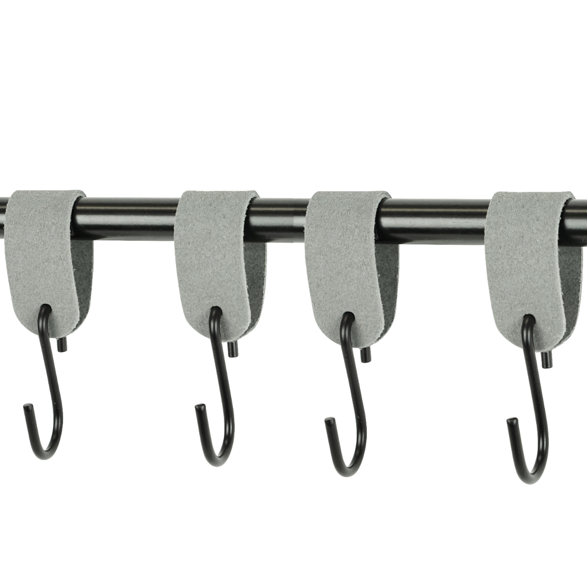 Leren S-haak hangers (set van 4) Suede Grey