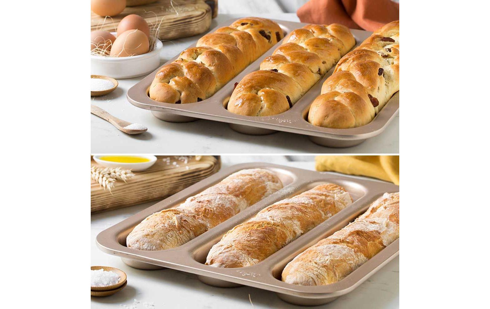 Brot-Backform 38 x 32 cm, RosegoldBackform für Baguettes