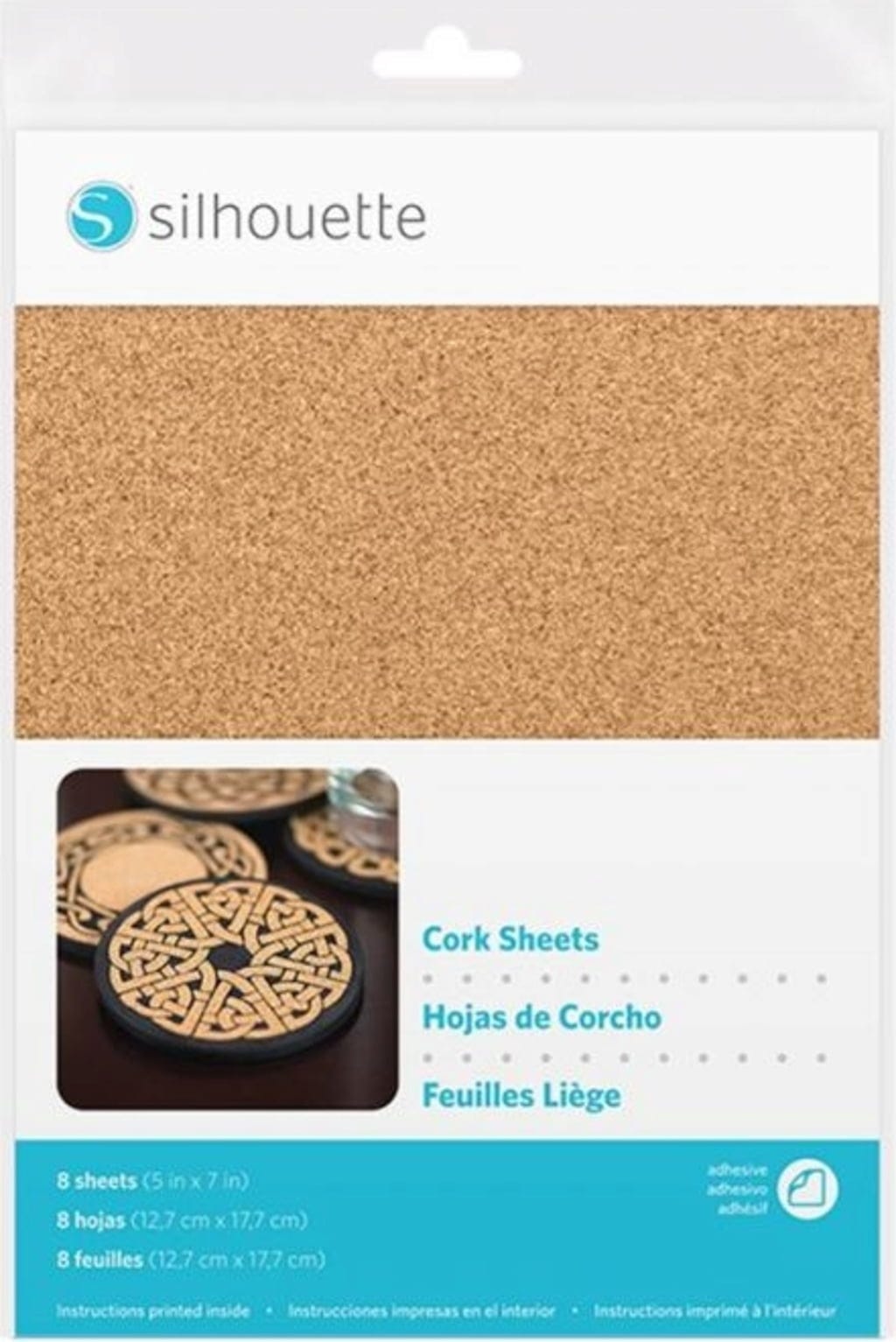 Silhouette  Cork Sheets - 12,7 cm x 17,7 cm    Selbstklebende Korkbögen für kreative DIY-Designs