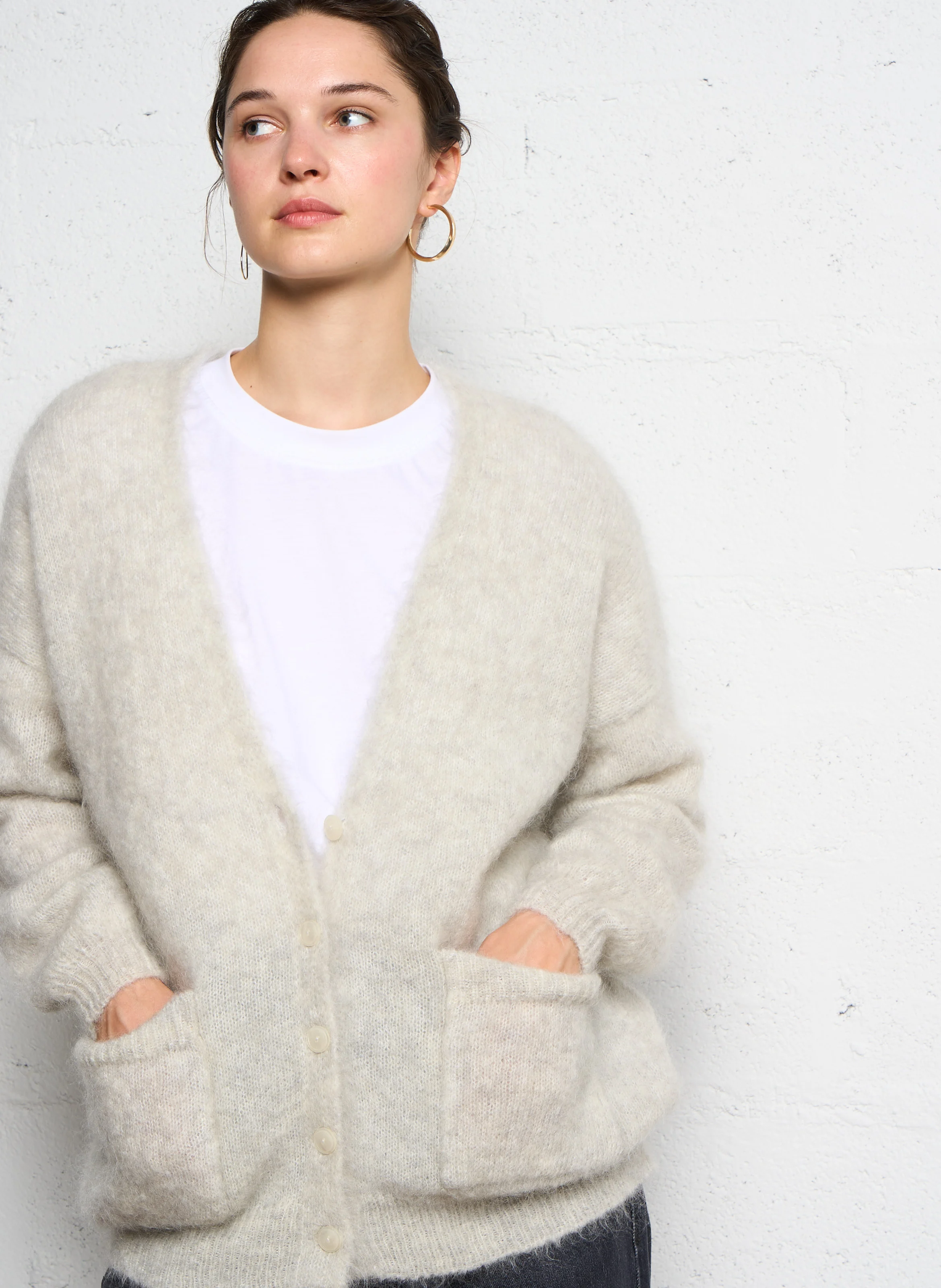 BETANI - Gilet col V en laine mélangée | Gris