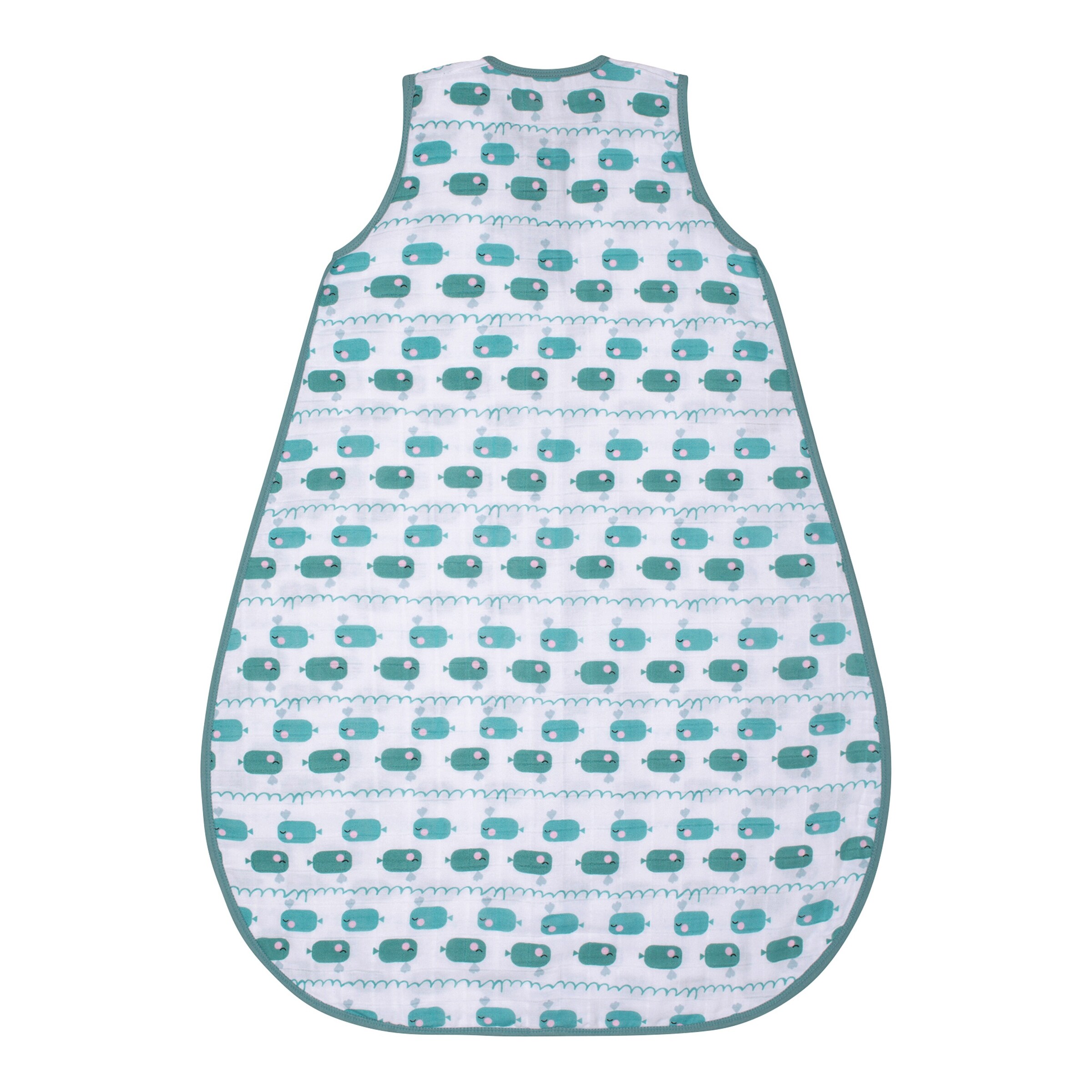 emma & noah Sommerschlafsack Musselin 0.5 TOG Wal grün / mint