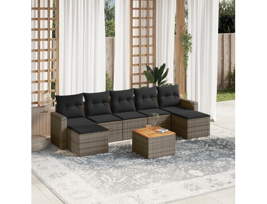 VIDAXL - Salon extérieur Salon de jardin 8 pcs avec coussins gris résine tressée