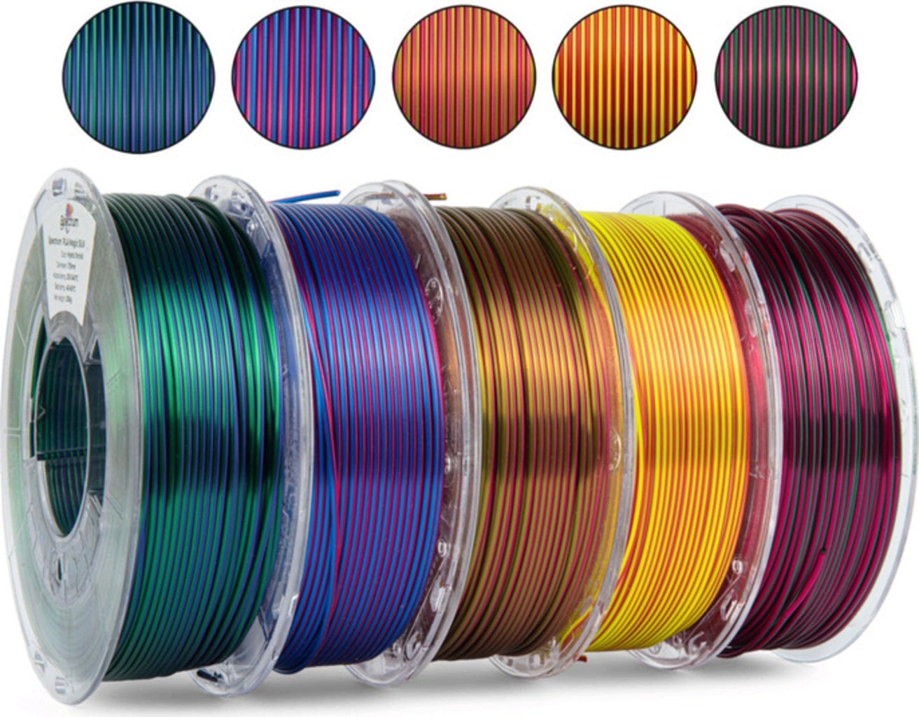 Spectrum  5er-Set PLA Magic Silk, 1,75 mm    Filamente auf ökologischen Pappspulen