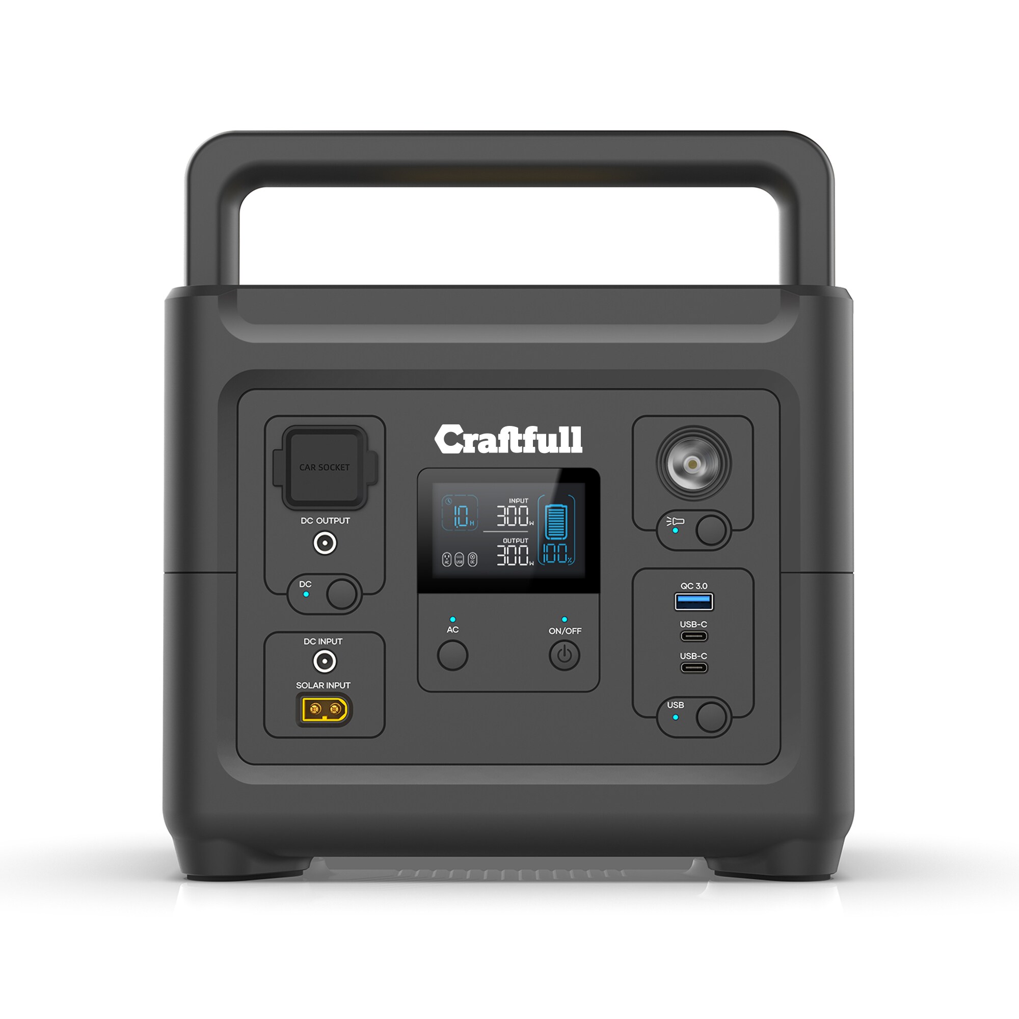 Craftfull Powerstation Fast Charge PS500, 500 Watt, tragbar, Lithium-Akku, USB, 12 V, 230 V, MPPT