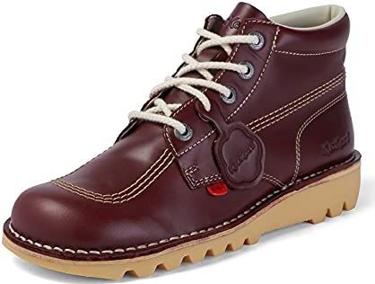 Kickers Kick Hi Classic Enkellaarzen, Extra comfortabel, toegevoegde duurzaamheid, Premium kwaliteit, Heren, Donkerrood, 41 EU