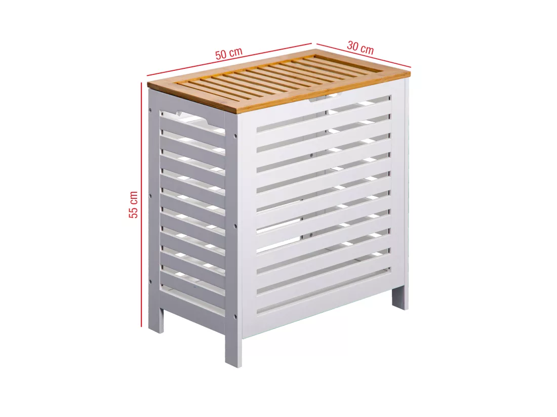 Panier de bain MDF Bambu Blanc Marron Vêtements sales