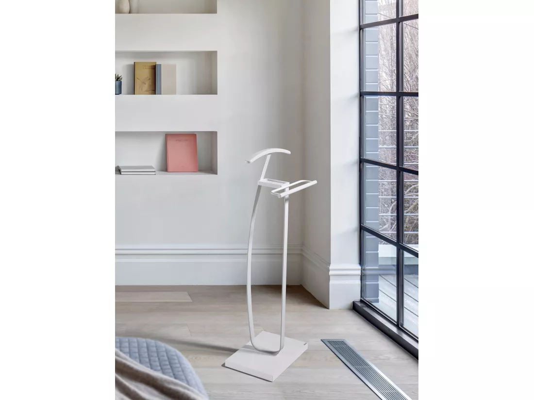 Valet de nuit - H115cm x L48cm x P30cm - hêtre massif blanc - City