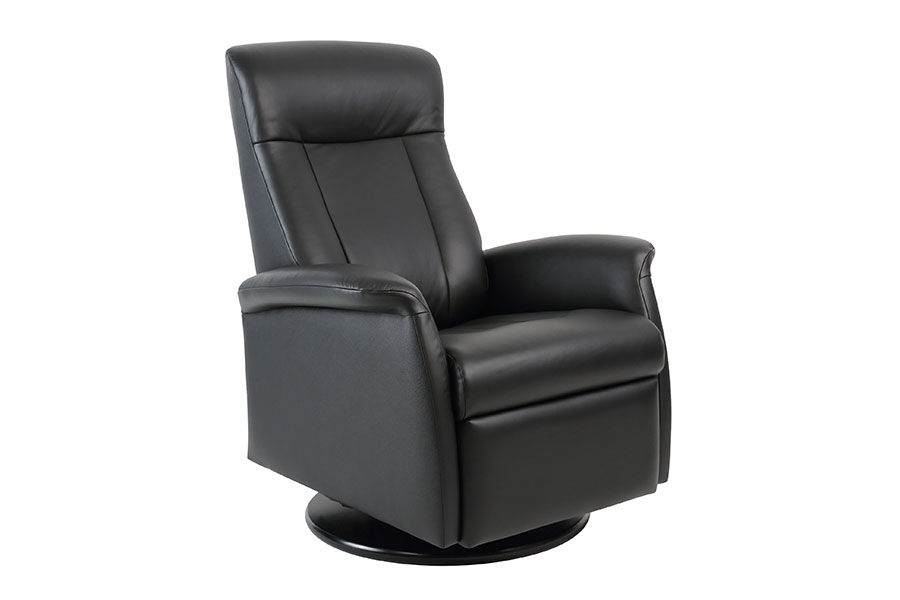 Dublin recliner Hud/PU sort i størrelse.