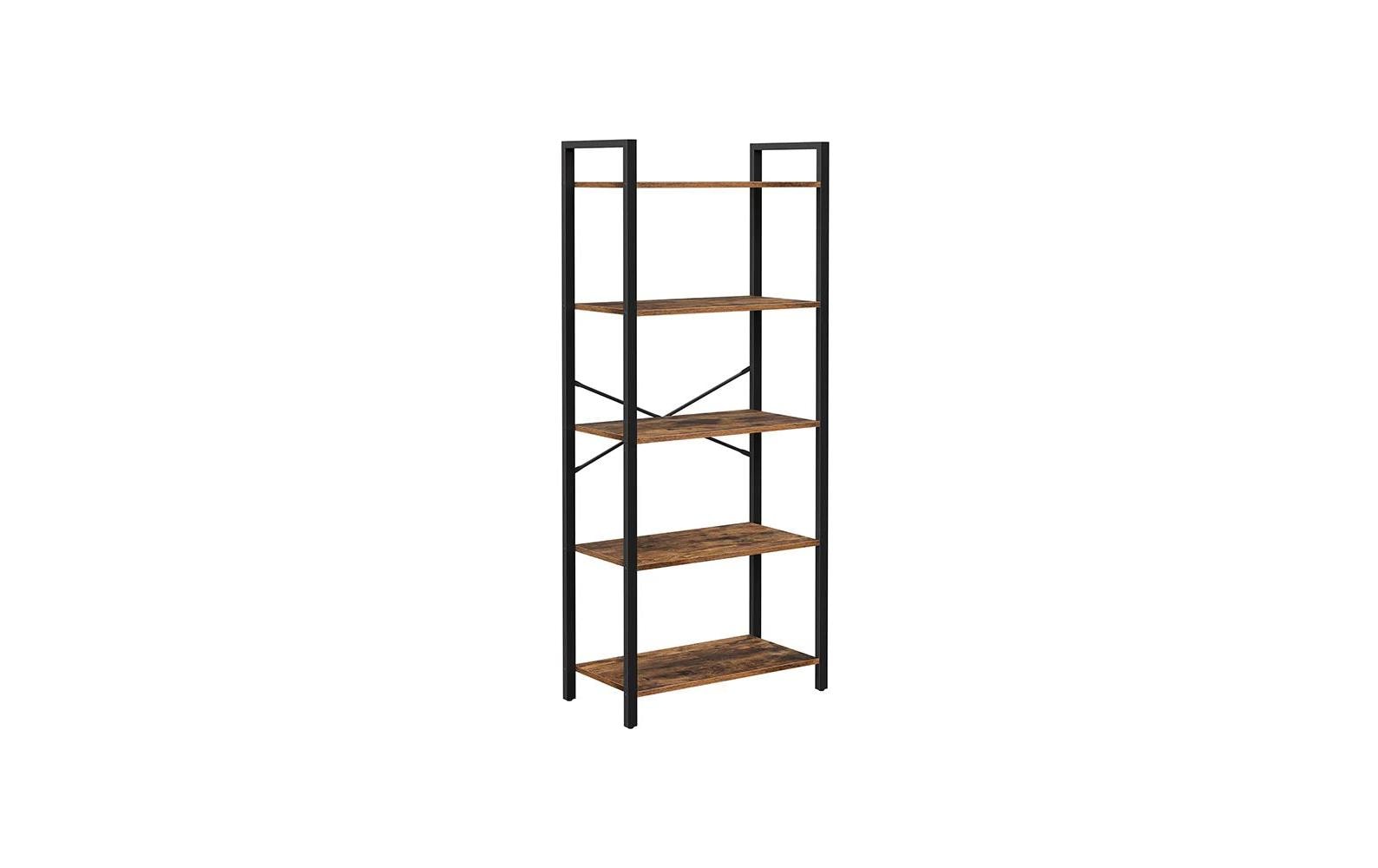 Regal mit 5 Ebenen 66 x 153 cm, Braun/SchwarzBücherregal aus Holz