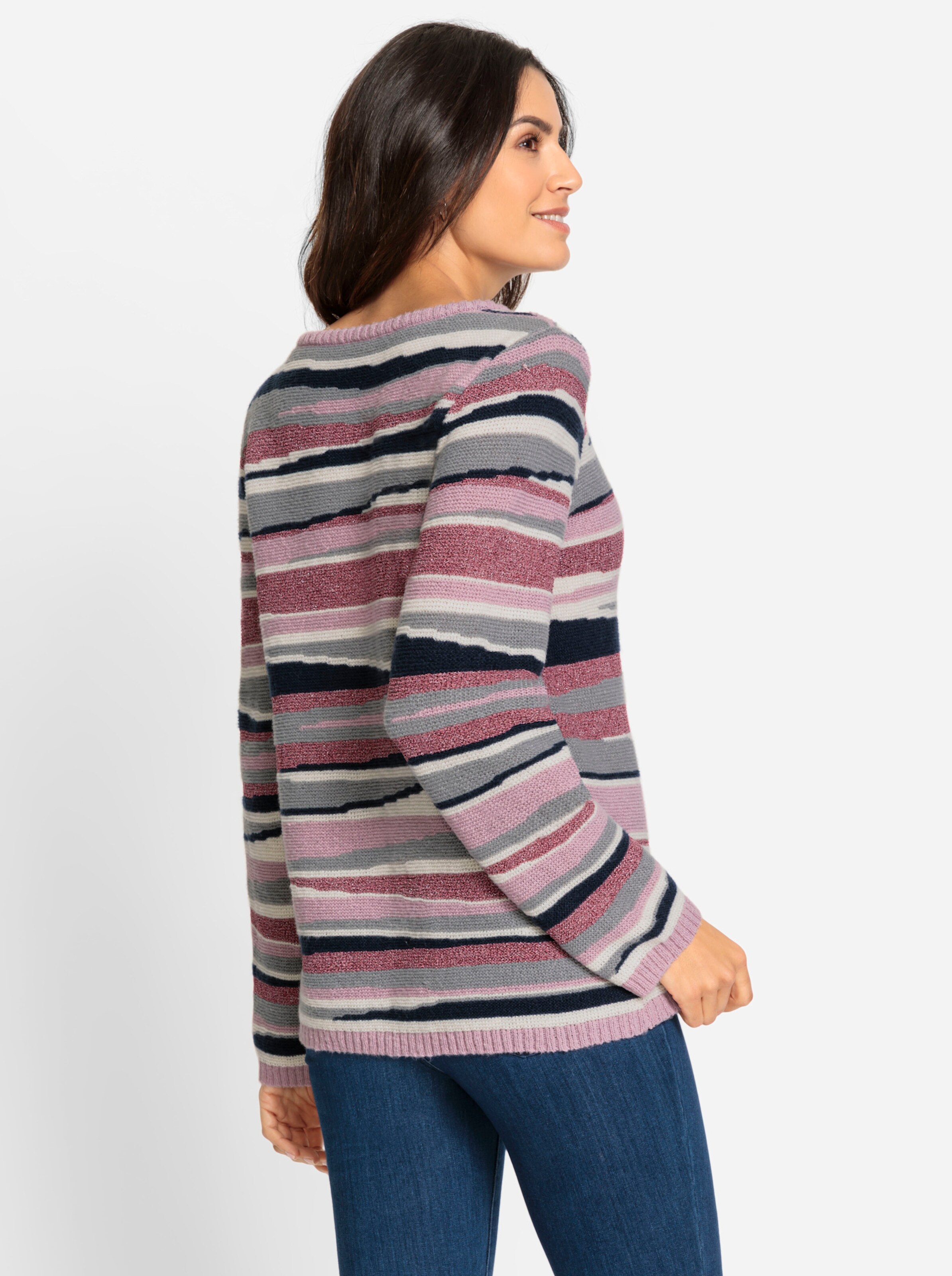 Pullover in malve-gemustert