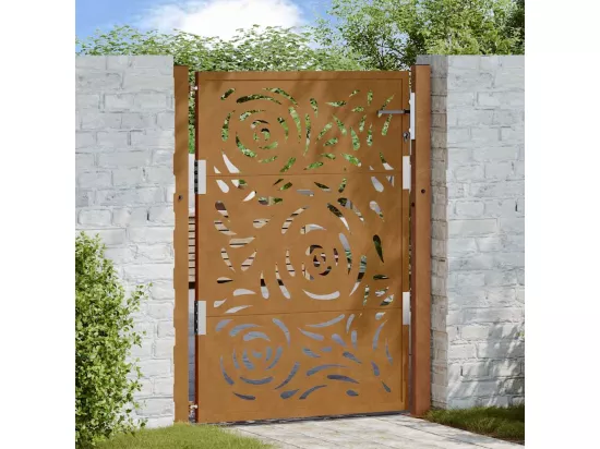 Porte de jardin acier résistant aux intempéries design flamme