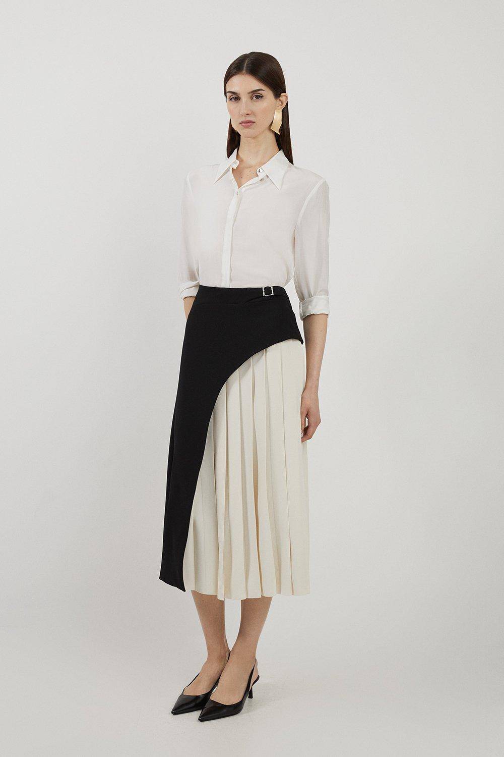 KarenMillen Jupe midi plissée à détails de boucle sur mesure