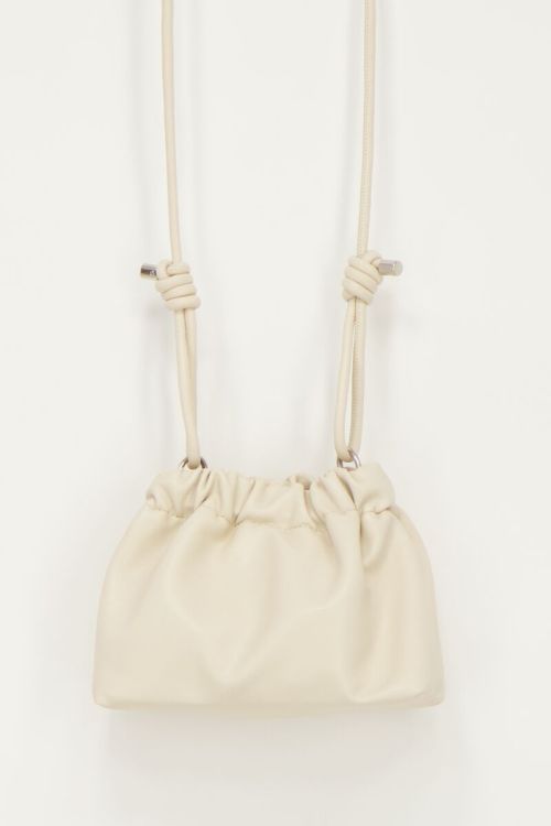 Crème crossbody tas met plooien