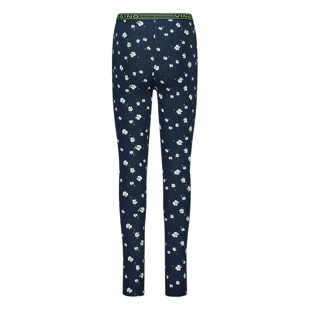 Vingino pyjama WILAH met all over print donkerblauw/wit