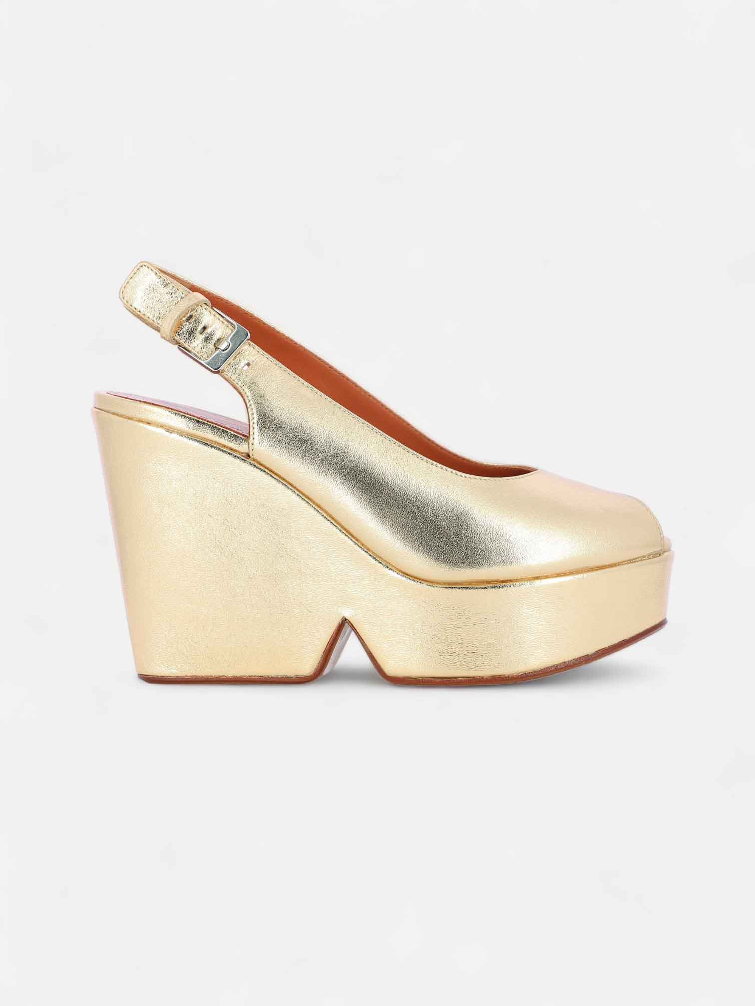 WEDGES - DYLAN wedges, leather gold metallic