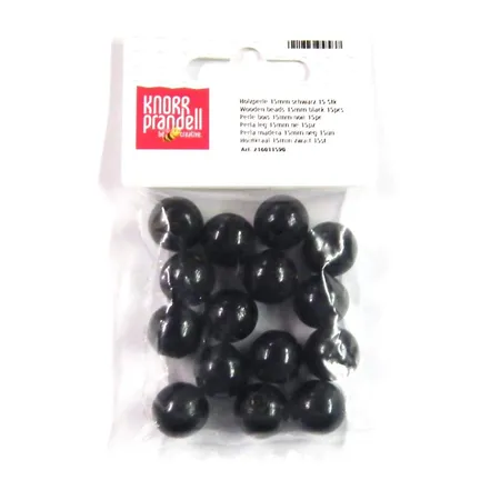 Knorr Prandell Holzperlen, 15mm, schwarz, 15 Stück