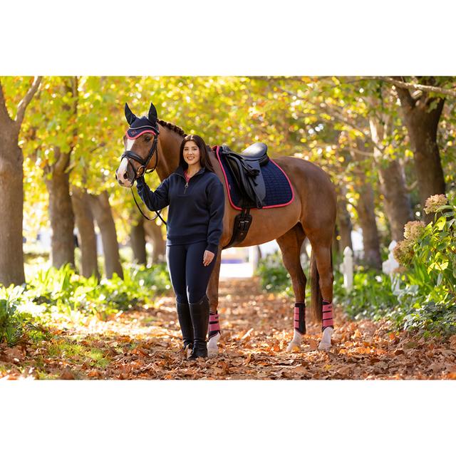 Zadeldek LeMieux Suède Dressage Square Donkerblauw-roze