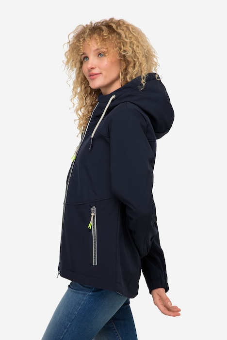 Softshell-Jacke, wasserabweisend, Fleece-Innenseite, Kapuze, 2-Wege-Zipper, fällt kleiner aus