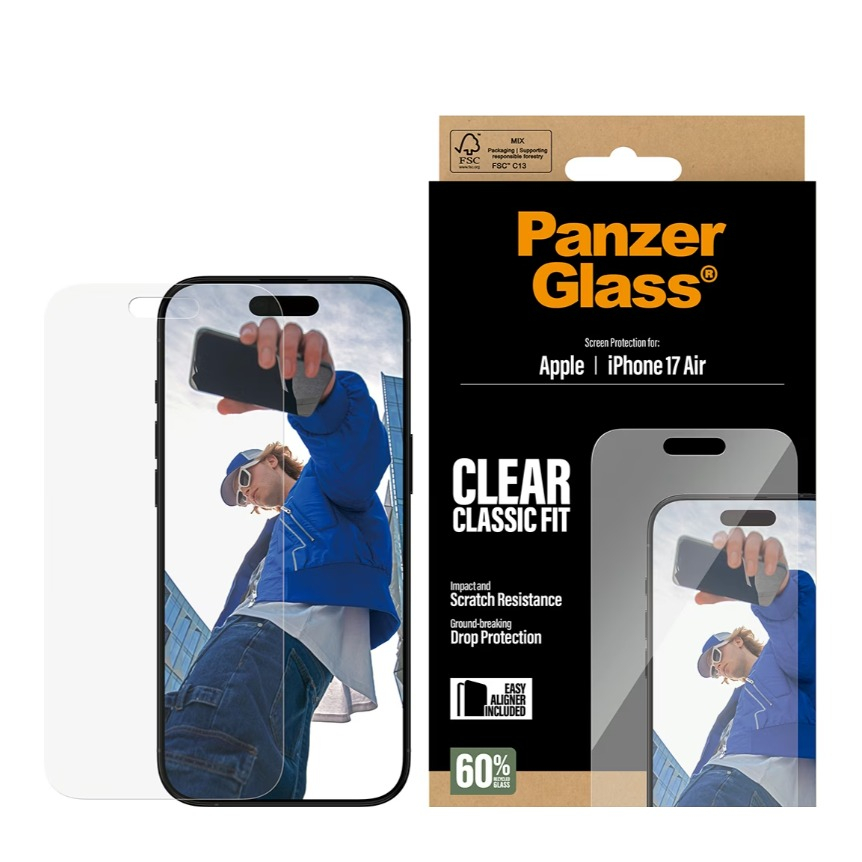 iPhone Air Classic Fit EasyAligner Panzer Glas Displayschutz Case Friendly mit Montagerahmen (PG48789)