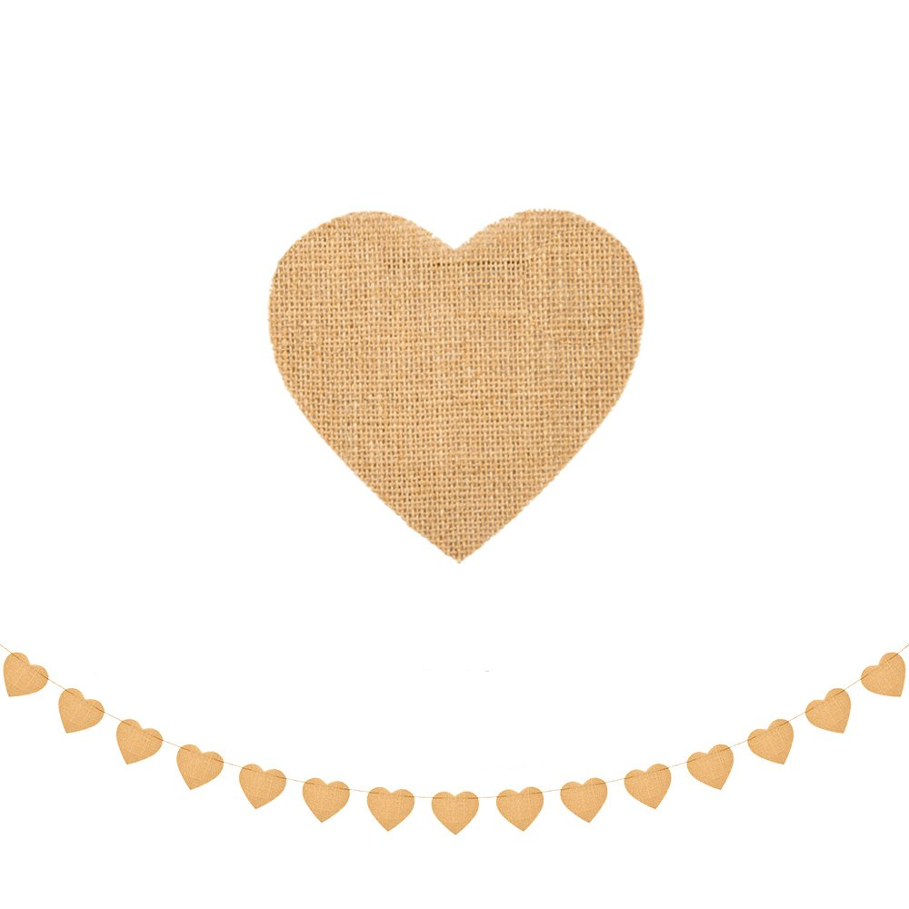 (3.5m) Jute Herz Girlande Party Dekoration Accessoire Banner - Braun