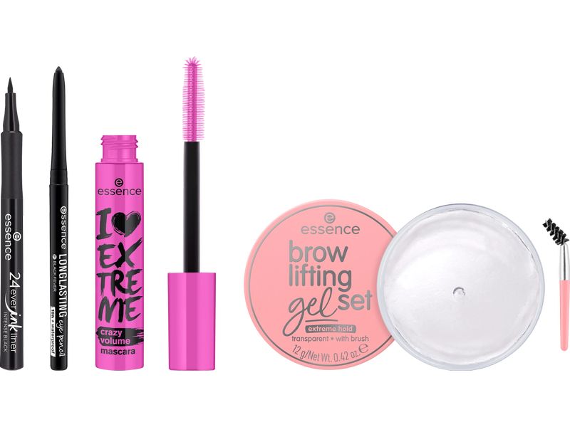 essence I Love Extreme eye set Wing It Augen-Set, für den natürlichen Alltagslook oder auch dramatischen Auftritt