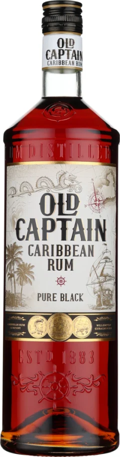 OLD CAPTAIN CARIBBEAN PURE BLACK RUM 1LTR