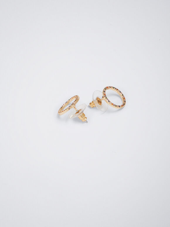 Brincos de ouro com zircônias - Multicoloridos