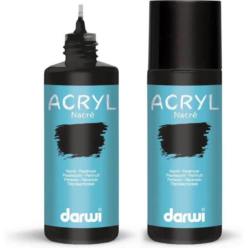 Darwi Flacon de 80 ml de Peinture Acrylique Universelle Nacrée - Noir