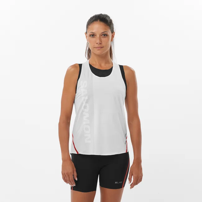 S/LAB SPEED  Débardeur pour femme WHITE/DEEPBLACK