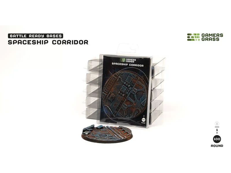 GamersGrass Spaceship Corridor round 100 mm (x1) Hochwertige Bases für den Miniaturenbau