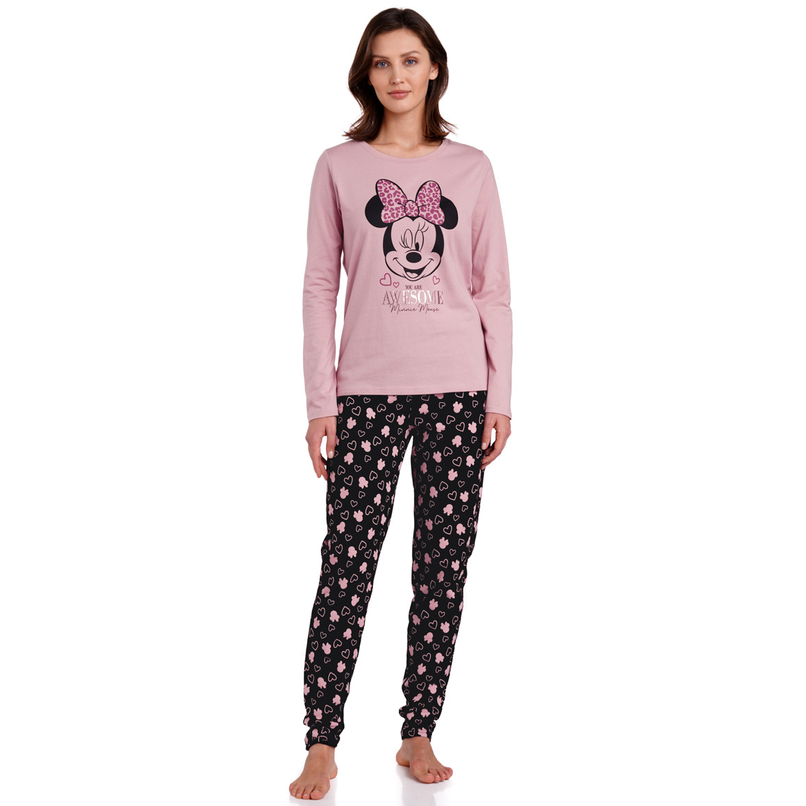Gina Benotti Minnie Maus Schlafanzug mit Print rosa / schwarz