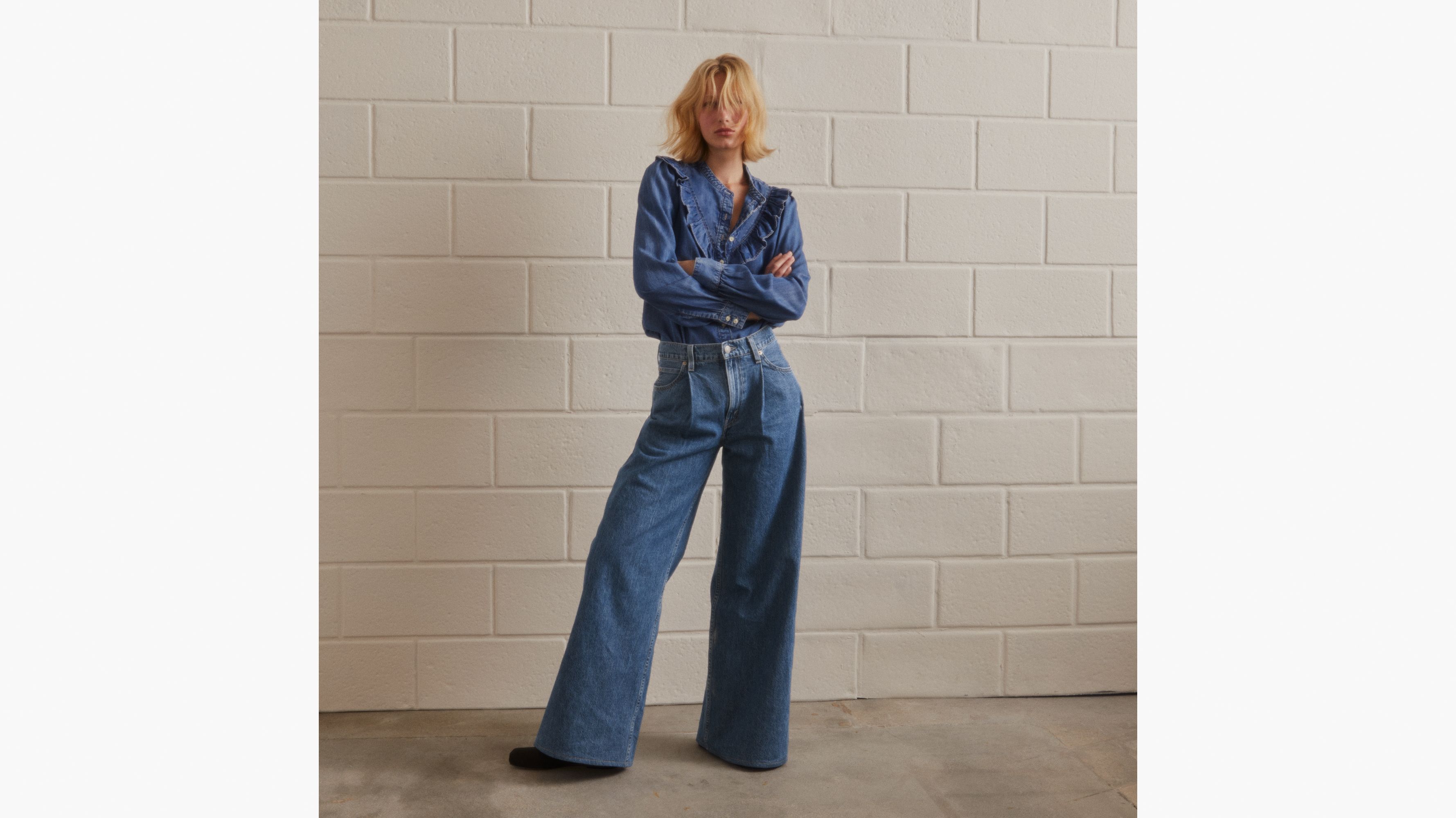 Jean Baggy Dad Wide Leg Lightweight - Cause And Effect - Bleu
