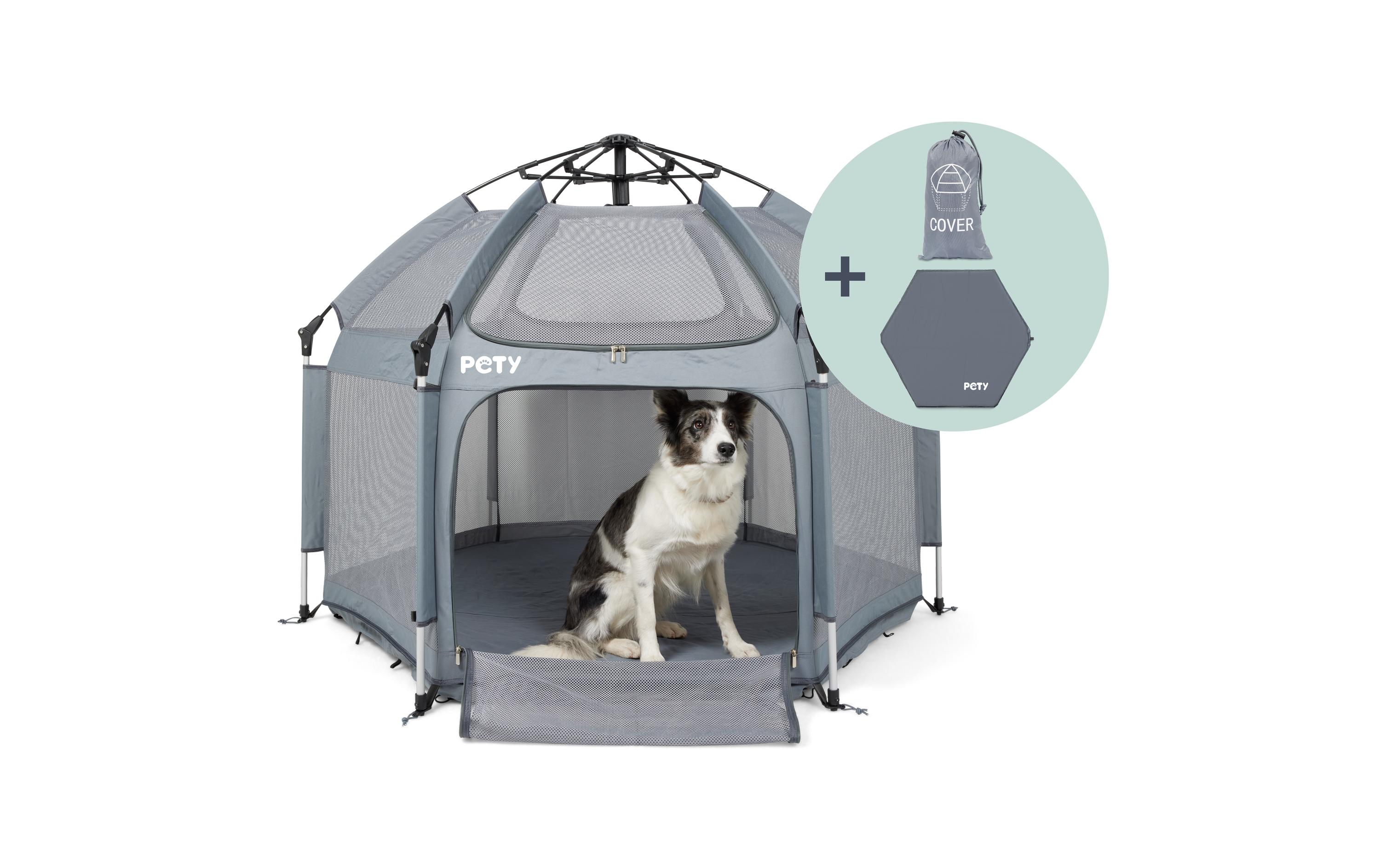 Laufstall für Haustiere Set Ø 150 x 100 cm<br>Leichtes mobiles Outdoor-Freilaufgehege