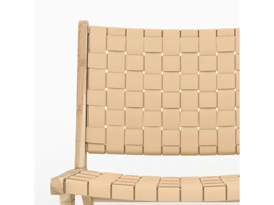 Fauteuil en teck et cuir tressé beige - Kuna