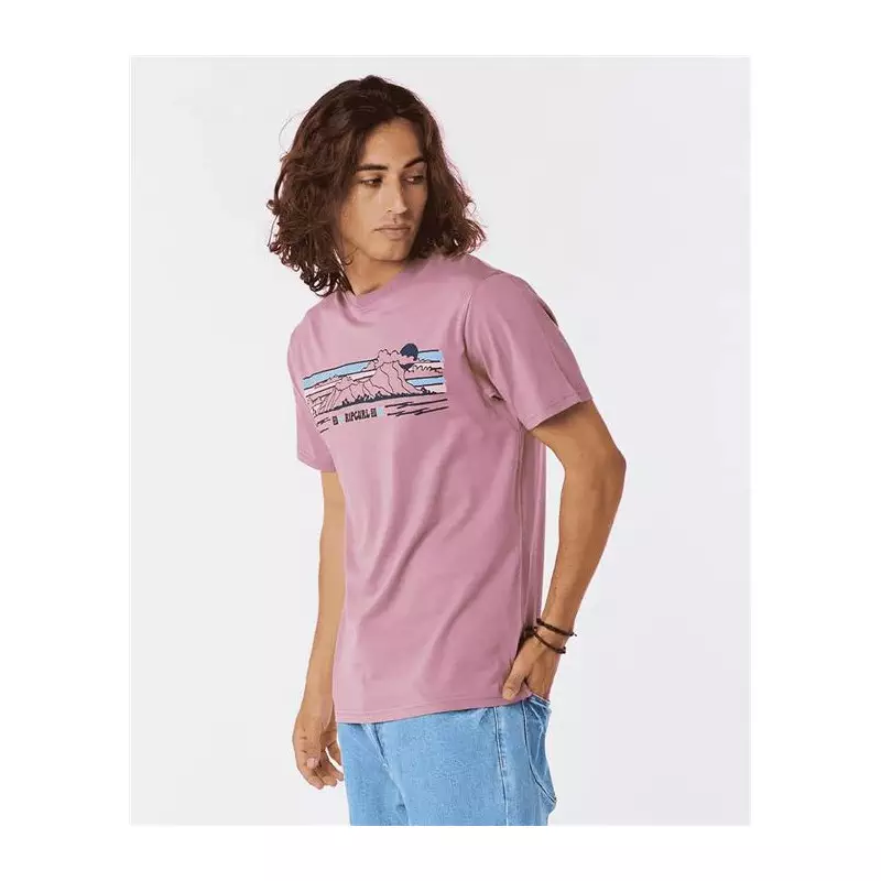Teeshirt RIPCURL Down The Line Stripe S/S Tee Mauve M