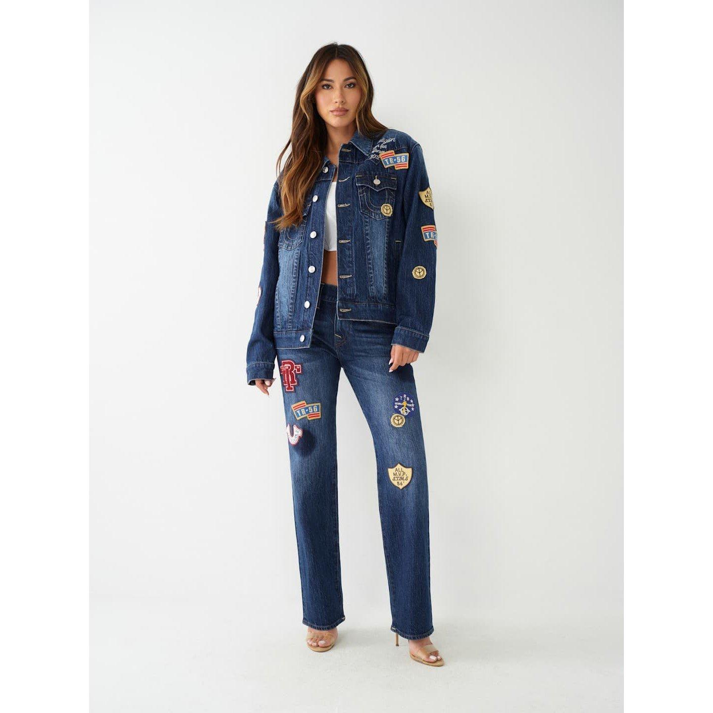 True Religion TR Oversized Jimmy Patch Jacket Womens