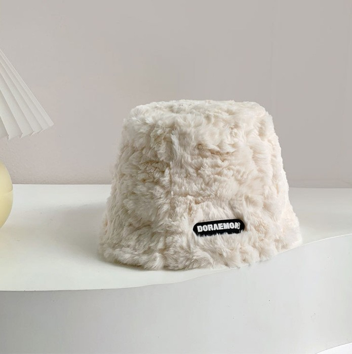 (Ø20cm) Plüsch Fischerhut Fashion Accessoire Winter Bucket Hat - Beige