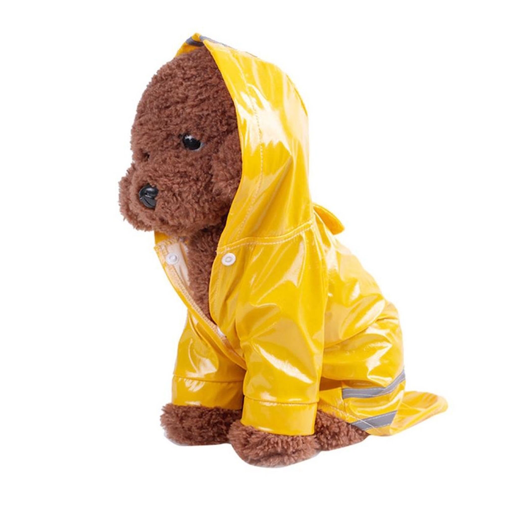 (Gr. XL) Wasserabweisende Haustier Regen Jacke Hunde Mantel mit Kapuze   Reflektoren - Gelb